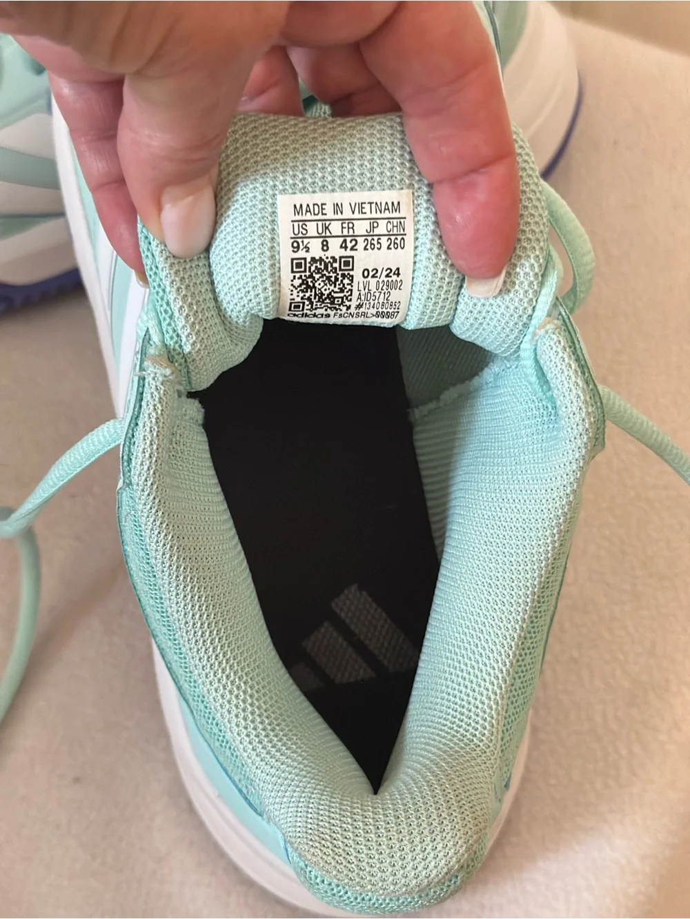 Adidas Women's Mint Teal Athletic Sneakers with Purple Accents